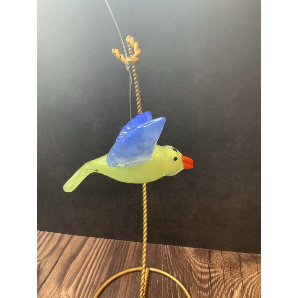 Hand Blown Glass Hanging Bird Or Ornament Signed